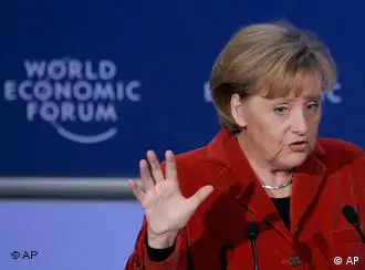 德国总理默克尔在达沃斯世界经济论坛年会上