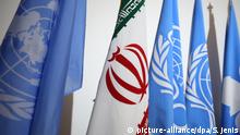 Iranische Fahne mit UN Fahnen AEOI IAEA UN OPEC. - 20130228_PD5122 |