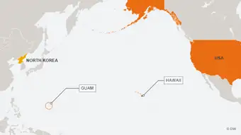 Karte Guam Hawaii Nordkorea USA ENG