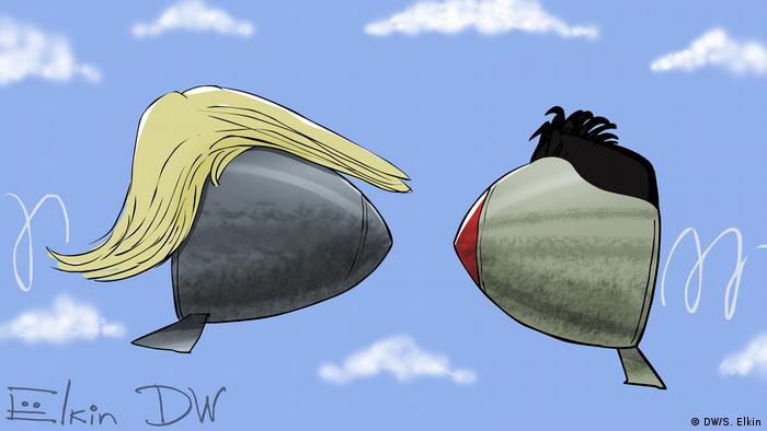 DW-Karikatur von Sergey Elkin - Raketen-Streit USA & Nordkorea (DW/S. Elkin)
