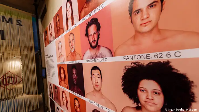 A work by Brazilian artist Angélica Dass depicting human skin colors. (Neanderthal Museum)