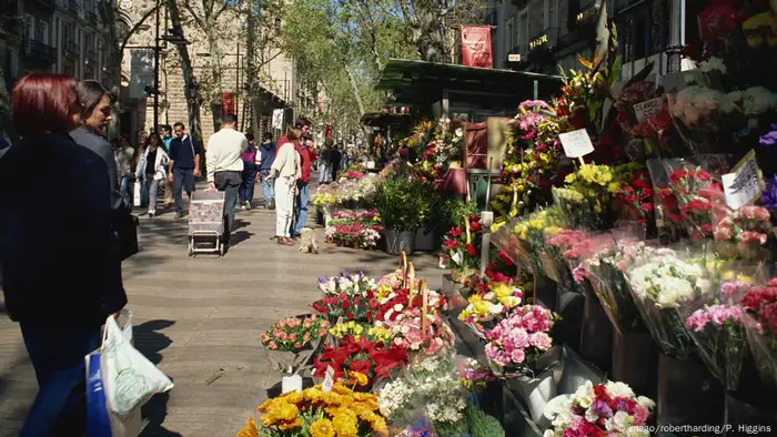 Spanien Barcelona Blumenhändler Las Ramblas