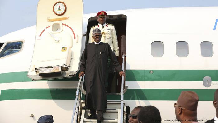 Shugaba Buhari a lokacin da ya isa Najeriya daga birnin Landan