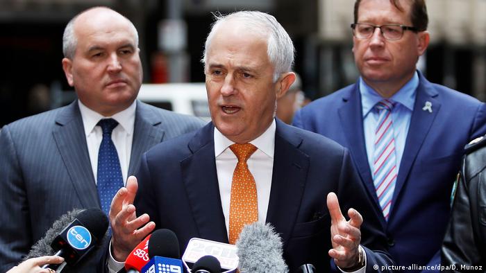 Australian Prime Minister Malcolm Turnbull addressing a news conference in Sydney