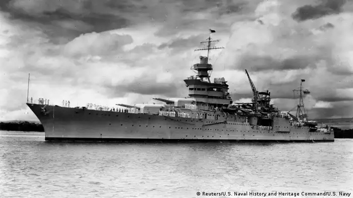 WK II US-Kriegsschiff „USS Indianapolis“ bei Pearl Harbor Hawaii