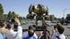 A 15-foot tall robot participating in the MegaBots challenge at the Pioneer Summit in California A 15-foot tall robot participating in the MegaBots challenge at the Pioneer Summit in California
