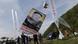 North Korean defectors prepare to release balloons carrying leaflets and a banner condemning North Korean leader Kim Jong Un North Korean defectors prepare to release balloons carrying leaflets and a banner condemning North Korean leader Kim Jong Un
