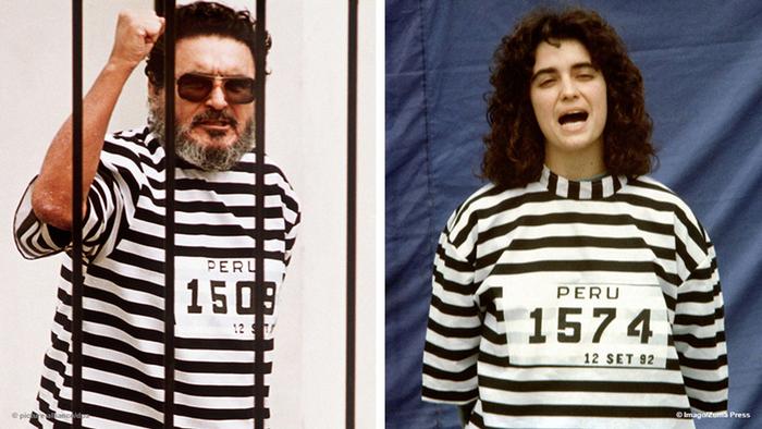 Abimael Guzmán, tras su detención el 24 de septiembre de 1992, y Maritza Garrido Lecca.