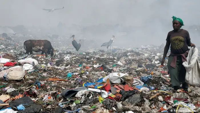 Rubbish picker on hunt for recyclable plastics