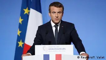 Frankreich Präsident Macron präsentiert in einer Rede vor den französischen Botschaftern die Grundlinien seiner Außenpolitik