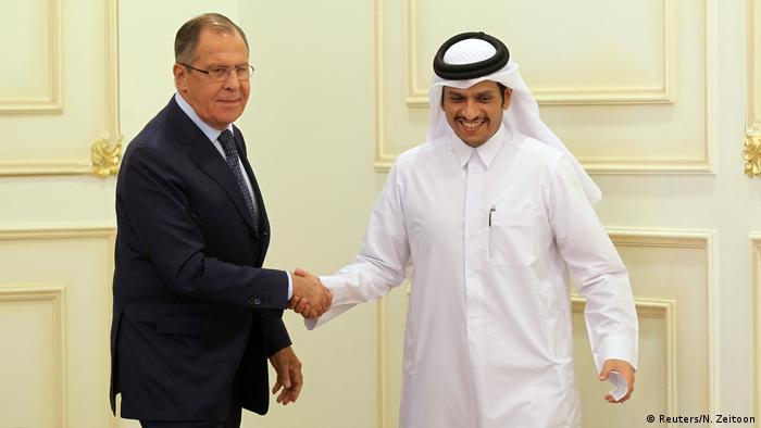Katar Doha - Sergey Lavrov und Sheikh Mohammed bin Abdulrahman al-Thani