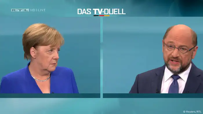 Bundestagswahl TV-Duell Merkel skeptisch Schulz ernst
