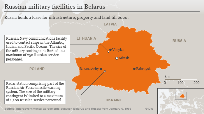 Infografik russische Militärstützpunkte Weißrussland ENG