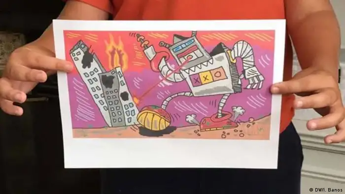 Kids4Climate: Kind zeichnet Roboter, der Feuer spuckt. (DW/I. Banos)