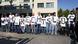 Protesting resident foreign non-voters in Berlin with T-shirts displaying the word Wahlrechtlos outside a ballot statio Protesting resident foreign non-voters in Berlin with T-shirts displaying the word Wahlrechtlos outside a ballot statio