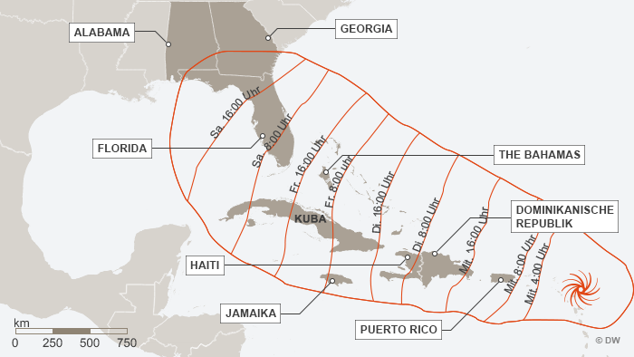 Infografik Karte Hurricane Irma DEU
