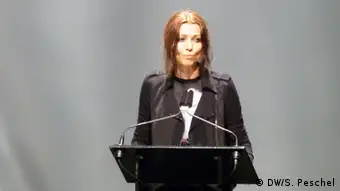 Author Elif Shafak at a stage presentation in 2017