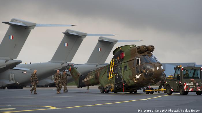 French military transport planes on the tarmac in Orleans, France