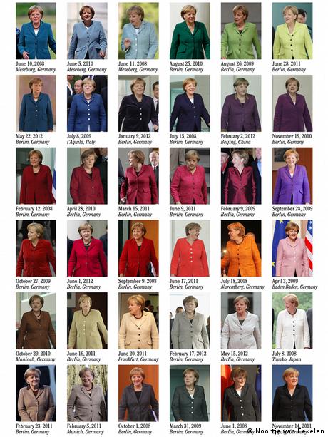 Noortje van Eekelen's Pantone chart, based on Angela Merkel's blazers