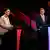 Labour leader Jacinda Ardern (L) and Prime Minsiter and Leader of the National Party Bil English (R) speak during the Vote 2017 1st Leaders Debate on August 31