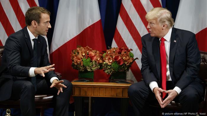 New York Emmanuel Macron, Donald Trump (picture-alliance/AP Photo/E. Vucci)