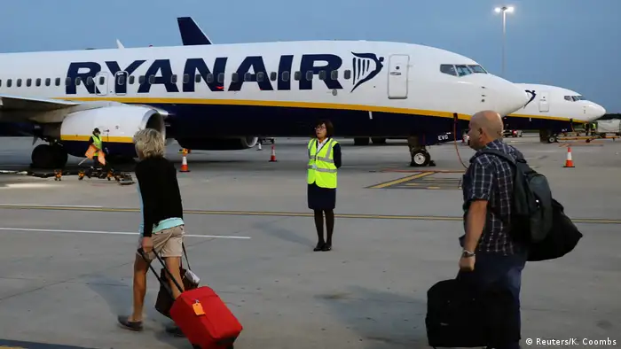 Ryanair plane and passengers