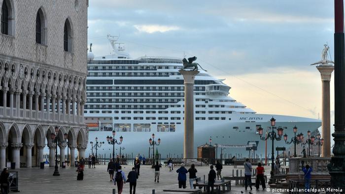 In this September 2013 file photo, a cruise ship is seen sailing past the San Marco Square in Venice, Italy