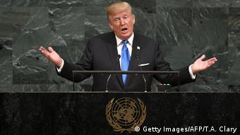 Donald Trump am Rednerpult der UN-Generalversammlung in New York | Donald Trump, Präsident USA