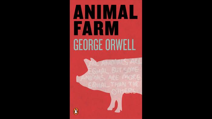 Zu sehen ist das Cover einer englischen Ausgabe von Farm der Tiere, das die Konturen eines Schweins zeigt.