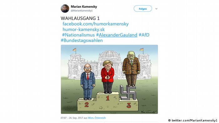 Screenshot Twitter-Karikatur zur Bundestagswahl 2017 (twitter.com/MarianKamensky1)