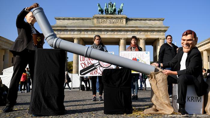 Protest rally in Berlin against the appointment of Gerhard Schroeder to Rosneft