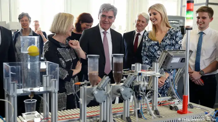 Ivanka Trump meets Siemens CEO Joe Kaeser and German Education Minister Johanna Wanka at a Siemens mechatronic factory in Berlin
