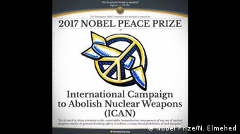 H οργάνωση ICAN έλαβε το 2017 το βραβείο Νόμπελ Ειρήνης