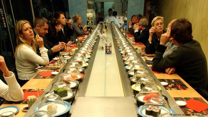 Conveyor sushi restaurant in Germany. 