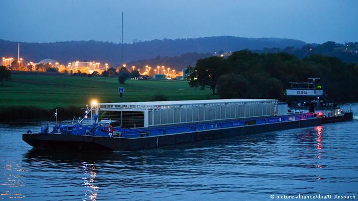 EnBW's barge makes its way down the Neckar River