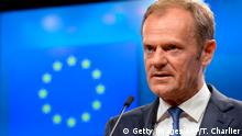14.07.2017
European Union Council President Donald Tusk addresses media representatives follwoign a meeting with Serbia's President Aleksandar Vucic at the European Union Council in Brussels on July 14, 2017. / AFP PHOTO / THIERRY CHARLIER (Photo credit should read THIERRY CHARLIER/AFP/Getty Images)