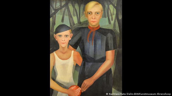 Frankfurt - Schirn Kunstfalle - Weimar Republik Ausstellung: Kate Diehn-Bitt, Selbstbildnis mit Sohn, 1933 (Nachlass Kate Diehn-Bitt/Kunstmuseum Ahrenshoop)