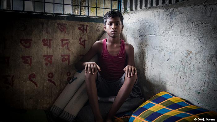 Rohingya boy in a shelter