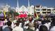 Demonstrators in Yangon rally on behalf of the military. Demonstrators in Yangon rally on behalf of the military.