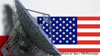 satellite dish, american, polish flags