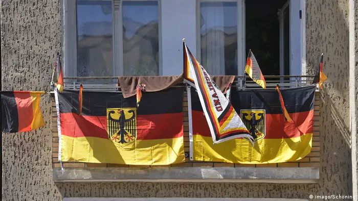 German flags on a balcony