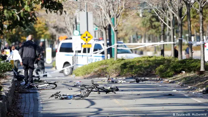 Destroyed bicycles on the bike lane