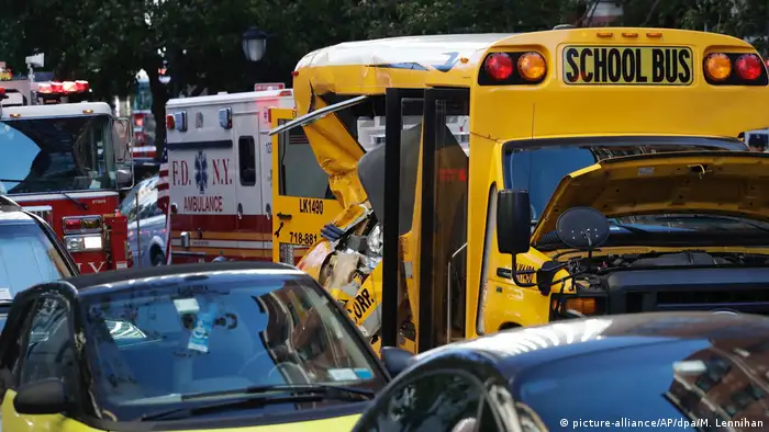 Schoolbus damaged in New York attack 