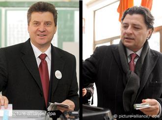 Die beiden siegreichen Kandidaten, Frckoski (links)und Ivanov (Foto: AP)