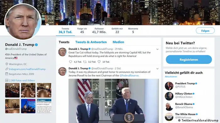 Screenshot Twitter: Donald Trump