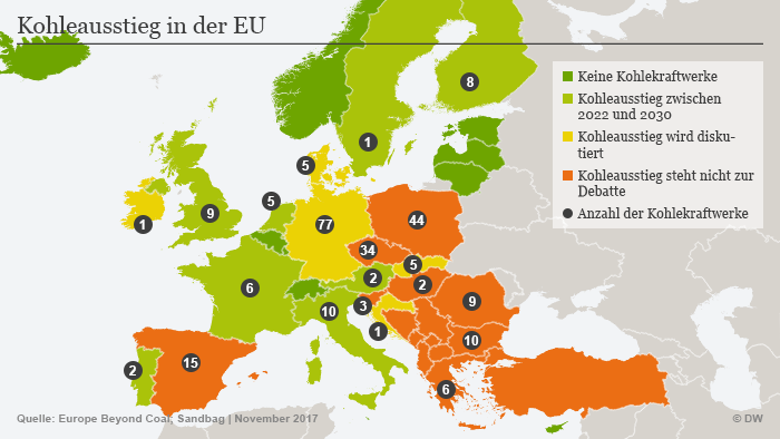 Infografik Kohleausstieg Europa Kohlekraftwerke DEU