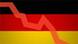 The German flag with a downward trend line superimposed on it. The German flag with a downward trend line superimposed on it.