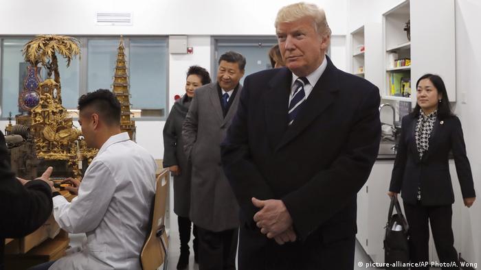 US President Donald Trump and Chinese President Xi Jinping at a scientific laboratory in the Forbidden City