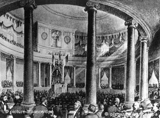 1848年5月18日，在法兰克福召开第一次国民议会大会的情景