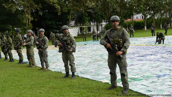 Поле из конфискованных пакетиков с кокаином в Колумбии